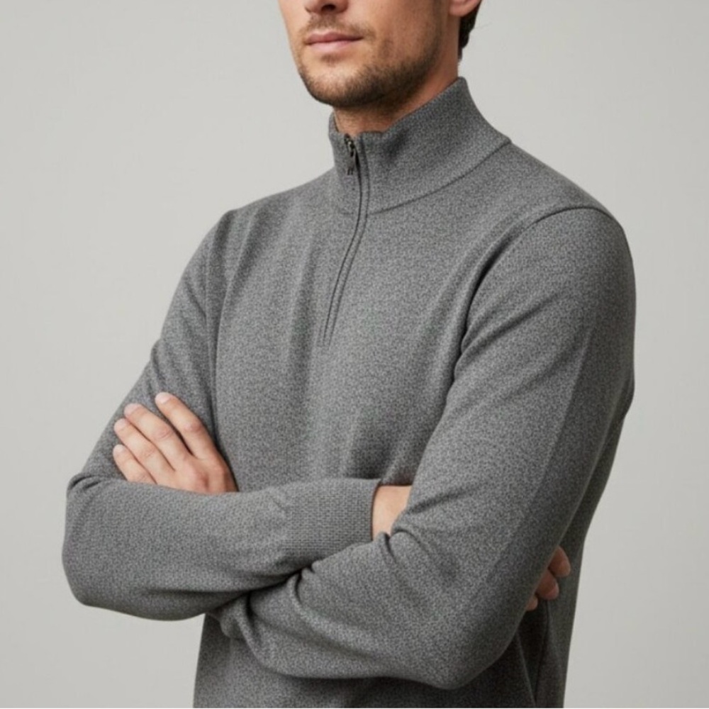 Banana Republic Men's Charcoal Gray Quarter-Zip Pullover S: M - Super Soft